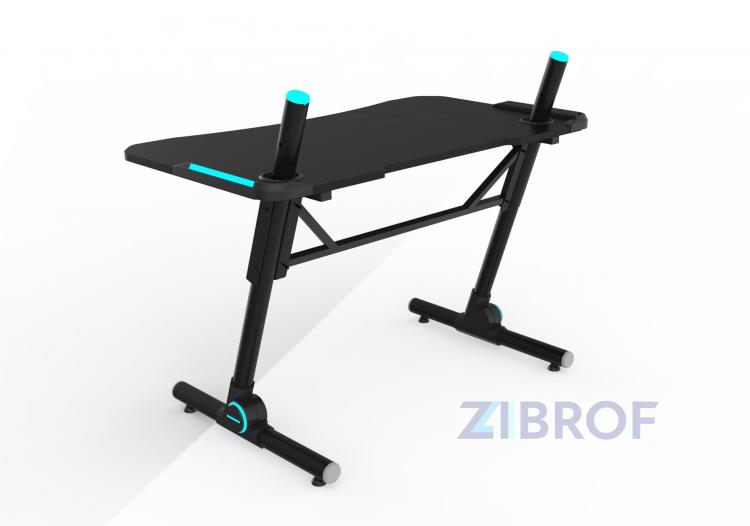 Стол геймерский компьютерный игровой для геймеров TopChairs Storm LED черный