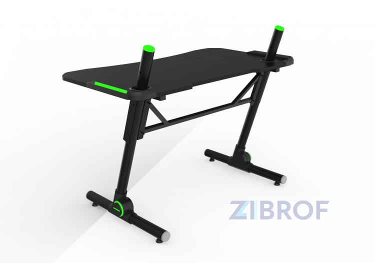 Стол геймерский компьютерный игровой для геймеров TopChairs Storm LED черный