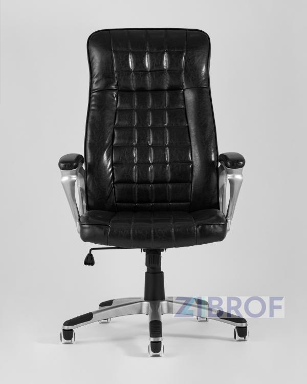 TopChairs First офисное черное в обивке из экокожи с удобным механизмом качания Top Gun