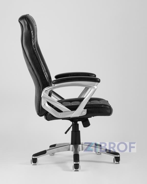 TopChairs First офисное черное в обивке из экокожи с удобным механизмом качания Top Gun
