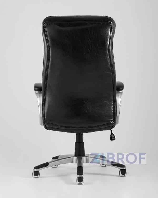 TopChairs First офисное черное в обивке из экокожи с удобным механизмом качания Top Gun