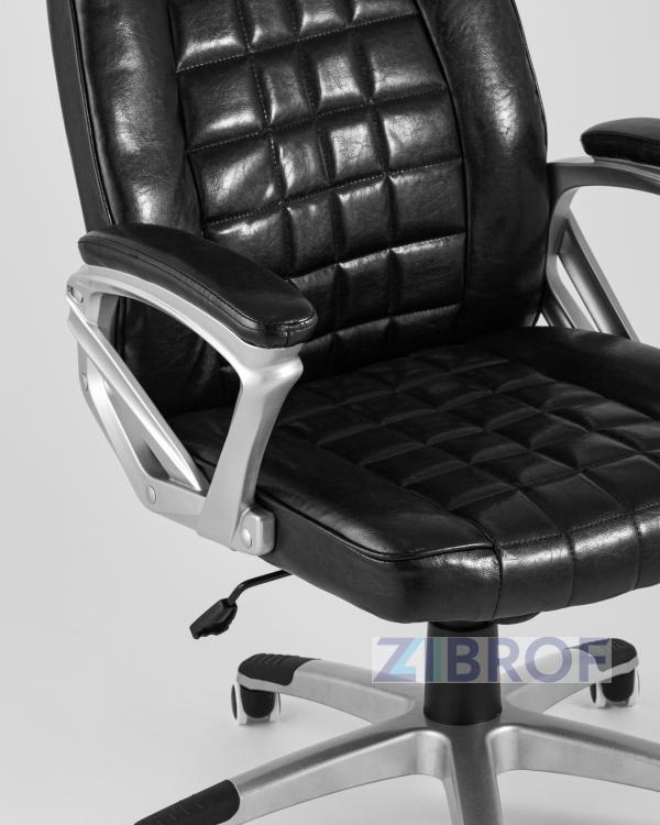 TopChairs First офисное черное в обивке из экокожи с удобным механизмом качания Top Gun