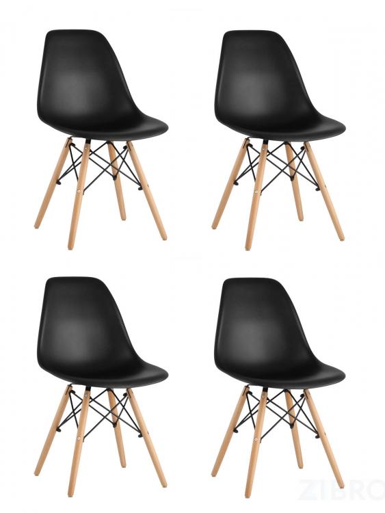 Стул Eames DSW черный пластиковый, сталь, натуральный массив бука, 4 шт.
