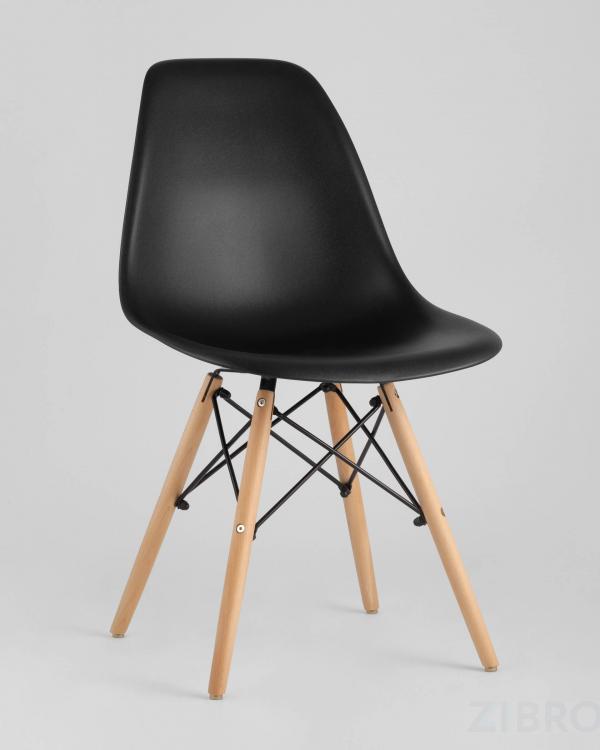 Стул Eames DSW черный пластиковый, сталь, натуральный массив бука, 4 шт.