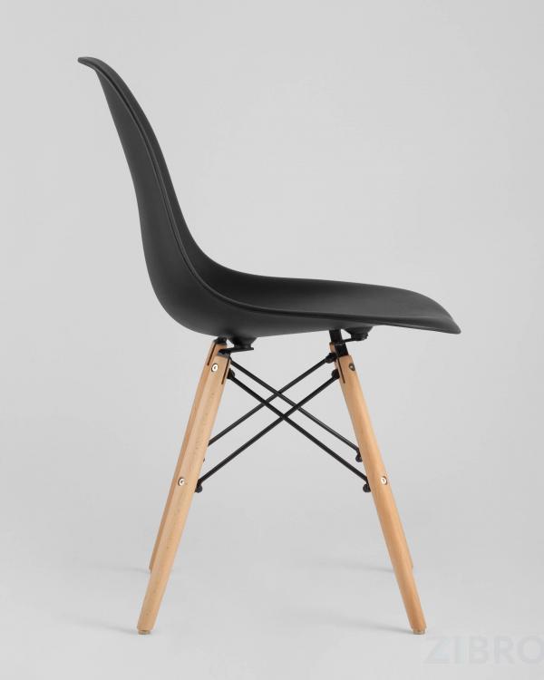 Стул Eames DSW черный пластиковый, сталь, натуральный массив бука, 4 шт.
