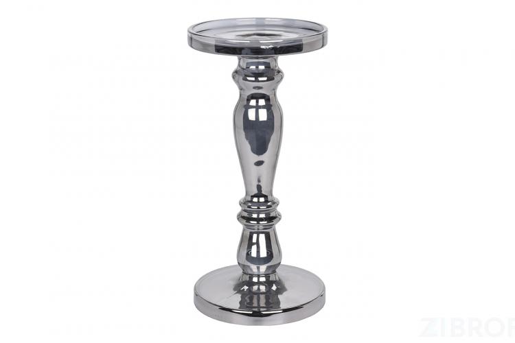 DP2012170 Подсвечник стеклянный дымчатый d13*27см