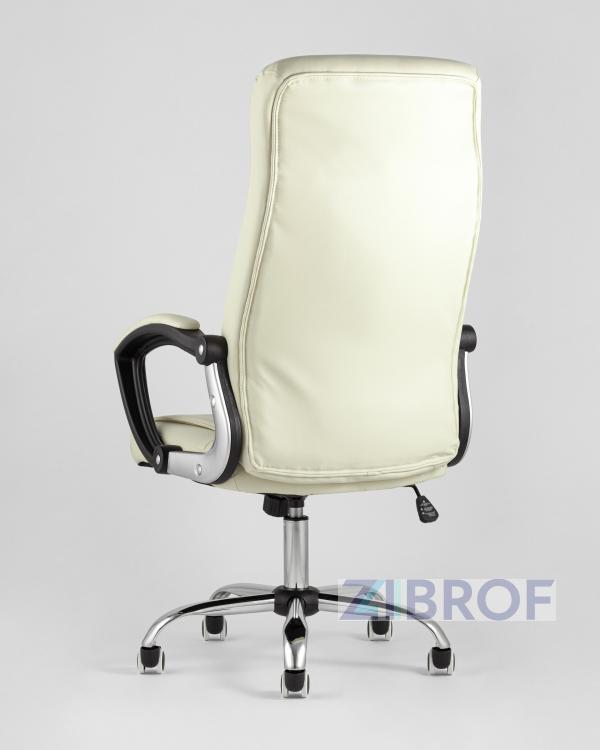 Компьютерное кресло TopChairs Tower офисное черное в обивке из экокожи, механизм качания Top Gun бежевый
