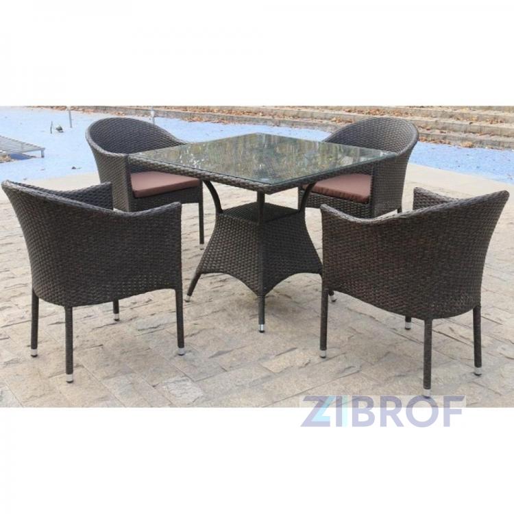 Обеденный комплект плетеной мебели T190B/Y350A-W53 Brown (4+1)