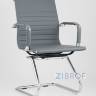 Кресло для посетителей TopChairs Visit серое, обивка из экокожи, металический каркас