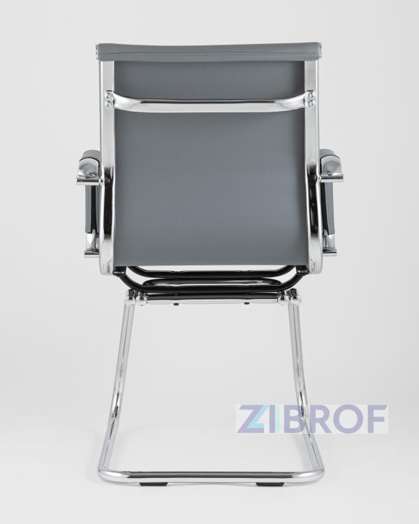 Кресло для посетителей TopChairs Visit серое, обивка из экокожи, металический каркас