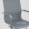 Кресло для посетителей TopChairs Visit серое, обивка из экокожи, металический каркас