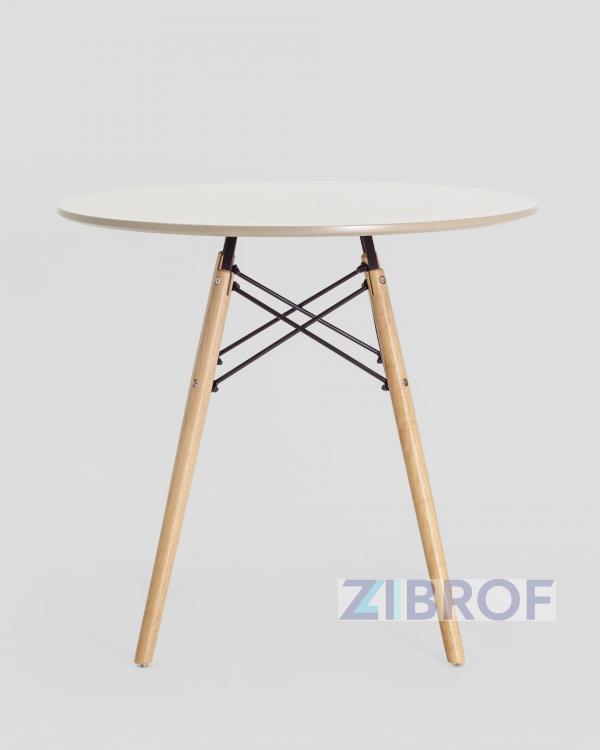 Стол EAMES DSW D80 бежевый, столешница МДФ, ножки массив бука