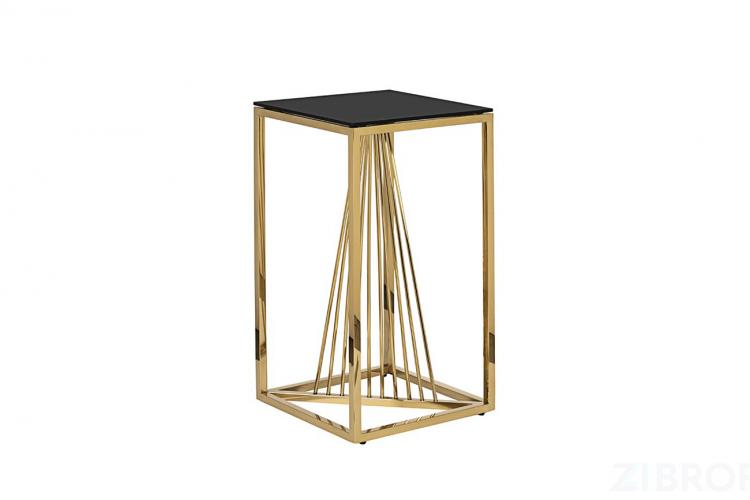 13RXET8082L-GOLD Стол журнальный стекло черн/золото 38*38*70см