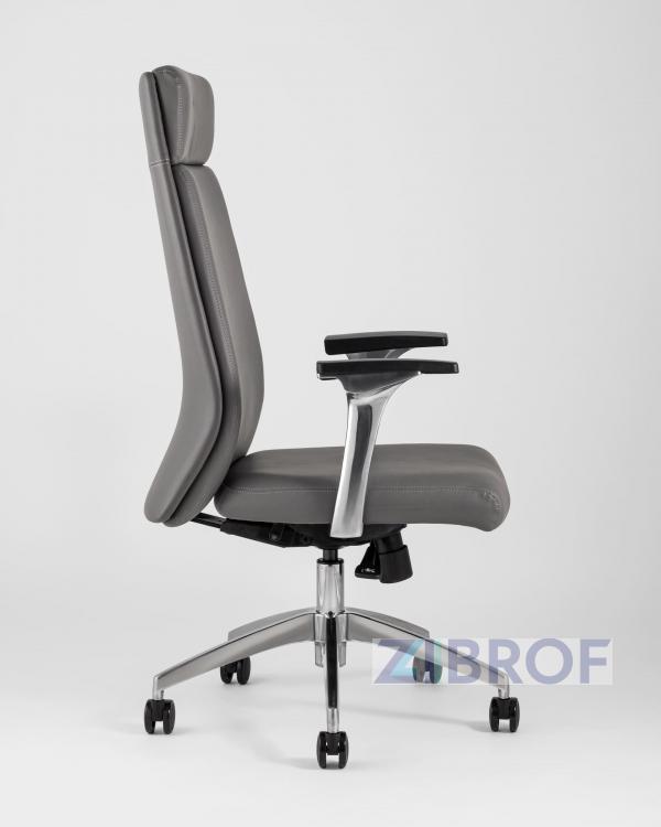 для руководителя TopChairs Armor офисное серое обивка экокожа крестовина металл