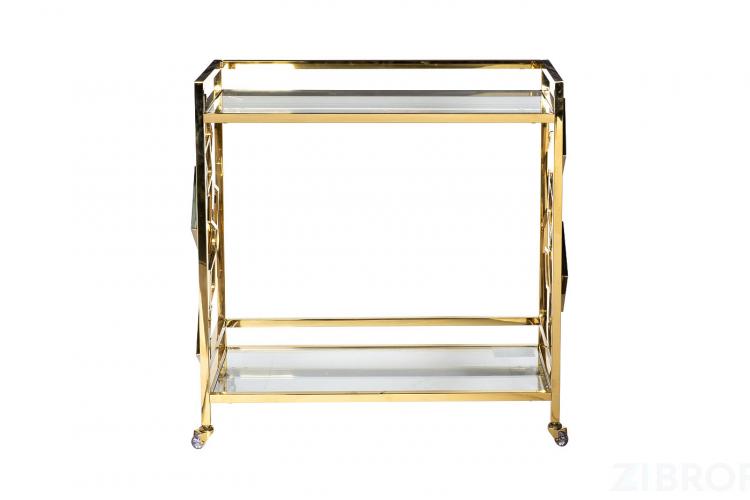 GY-CRT8164GOLD Стол-тележка сервировочн ст.прозр/золото 80*40*83