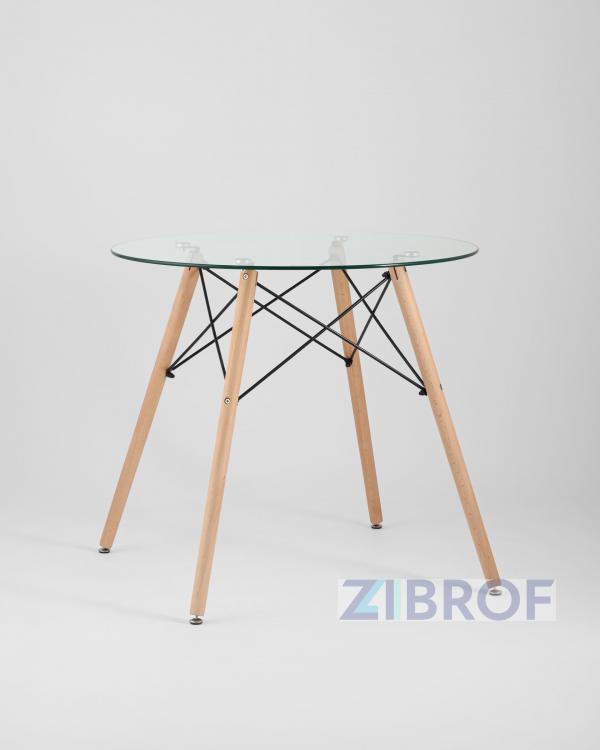 Eames стол стеклянный D80, 2 стула прозрачных