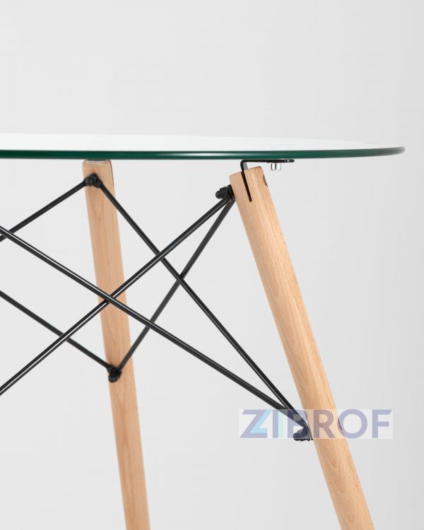 Eames стол стеклянный D80, 2 стула прозрачных