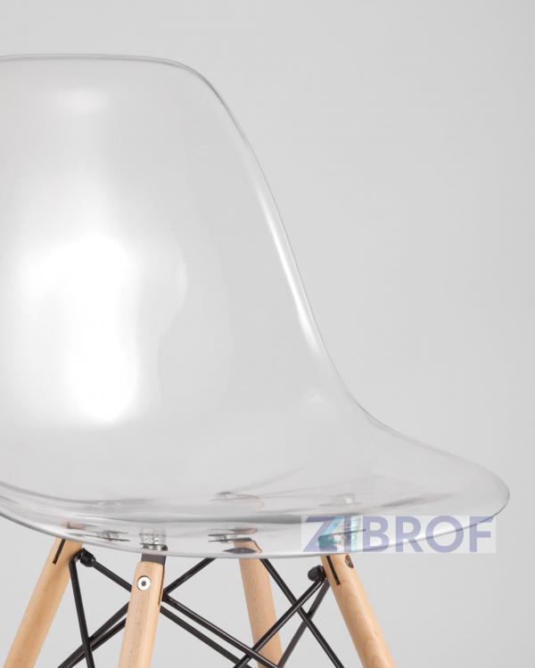 Eames стол стеклянный D80, 2 стула прозрачных