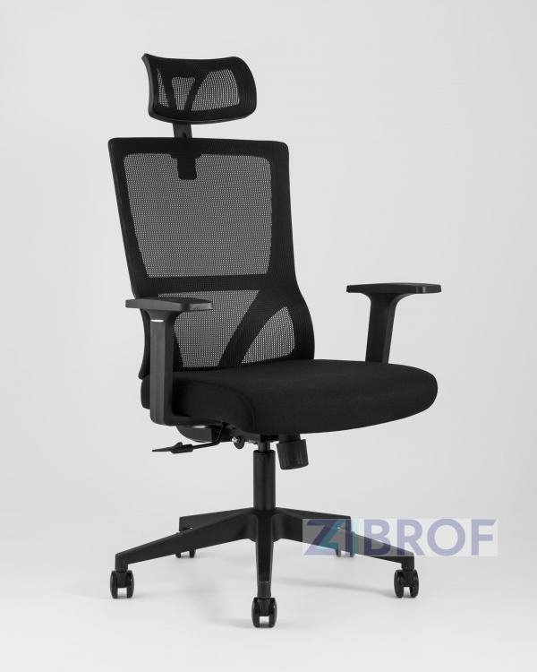для руководителя TopChairs Local офисное черное обивка сетка ткань крестовина пластик
