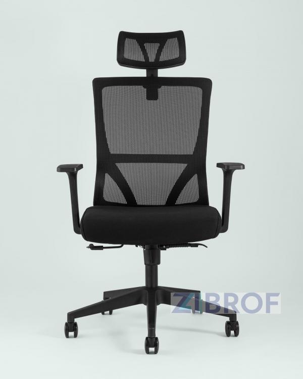 для руководителя TopChairs Local офисное черное обивка сетка ткань крестовина пластик