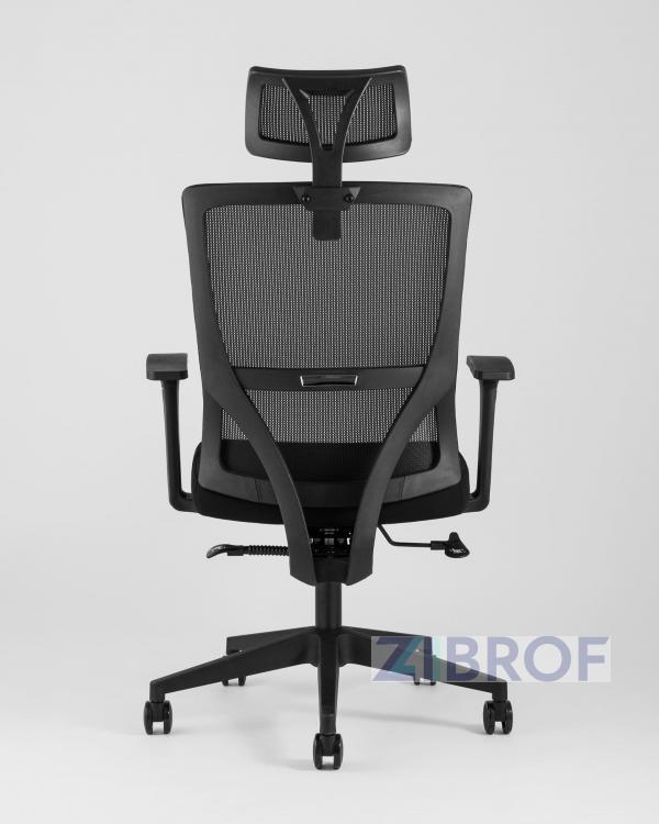 для руководителя TopChairs Local офисное черное обивка сетка ткань крестовина пластик