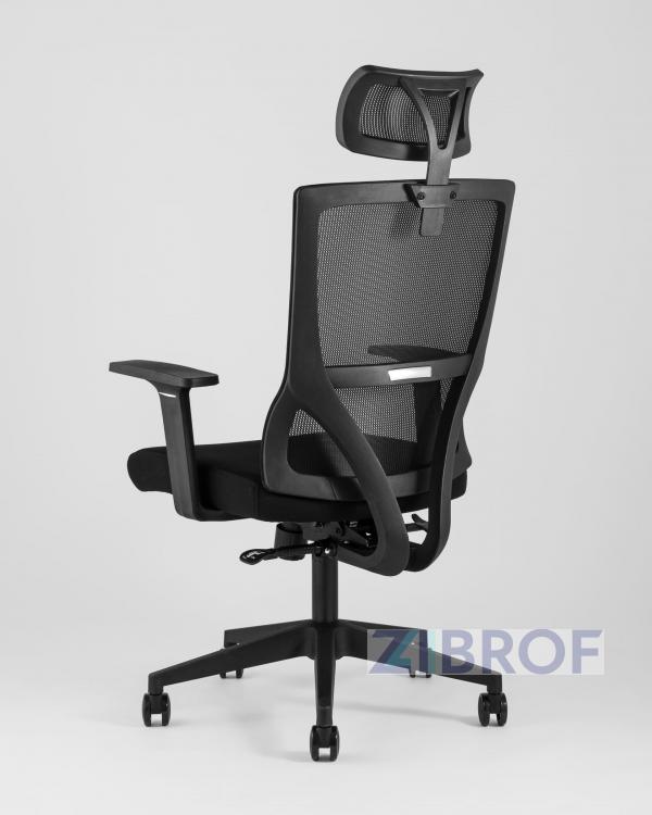 для руководителя TopChairs Local офисное черное обивка сетка ткань крестовина пластик