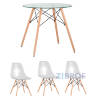 Eames стол стеклянный D80, 3 стула прозрачных