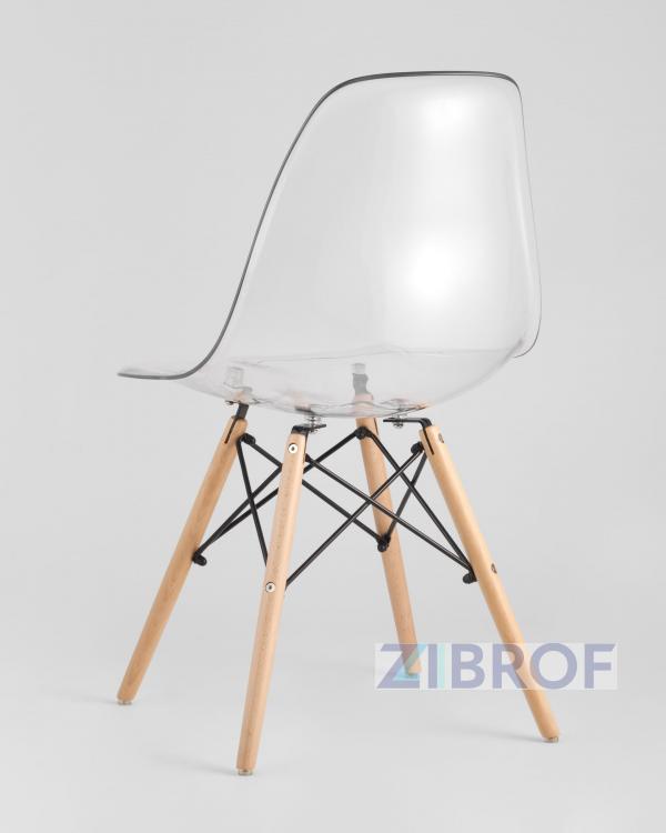 Eames стол стеклянный D80, 3 стула прозрачных