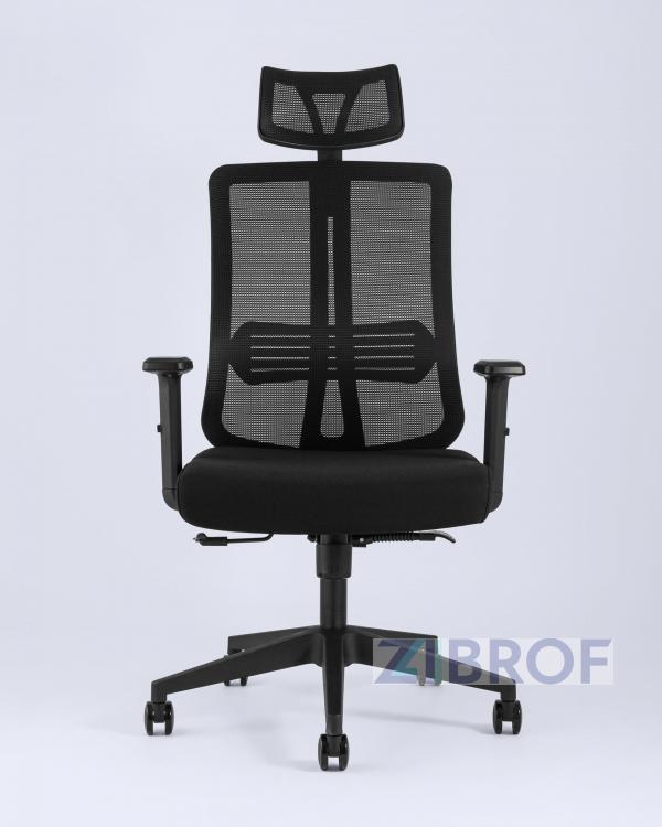 для руководителя TopChairs Post офисное черное обивка сетка ткань крестовина пластик