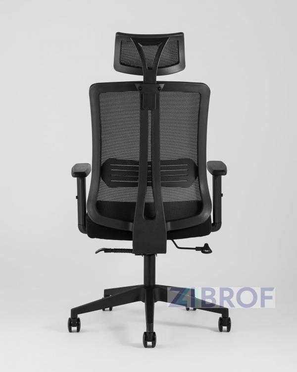 для руководителя TopChairs Post офисное черное обивка сетка ткань крестовина пластик
