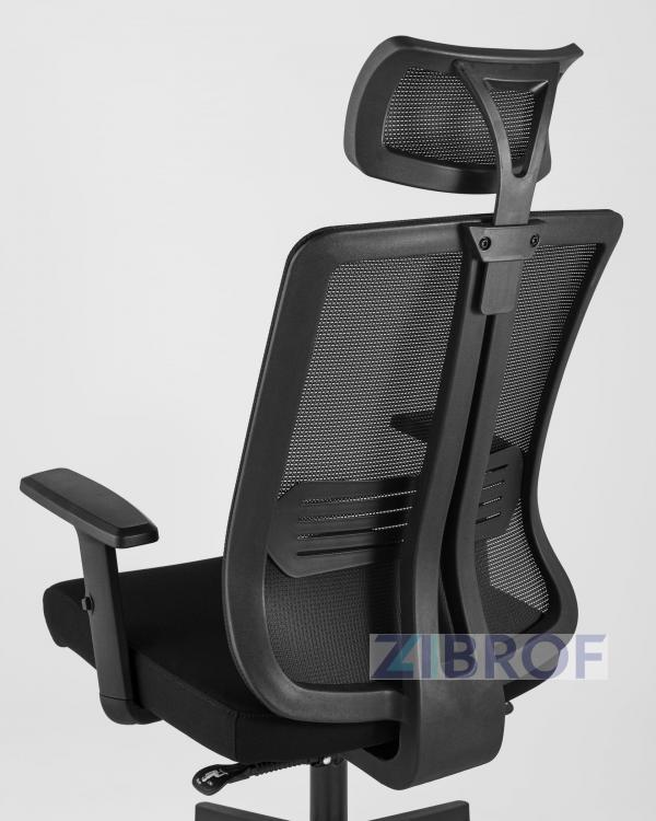 для руководителя TopChairs Post офисное черное обивка сетка ткань крестовина пластик