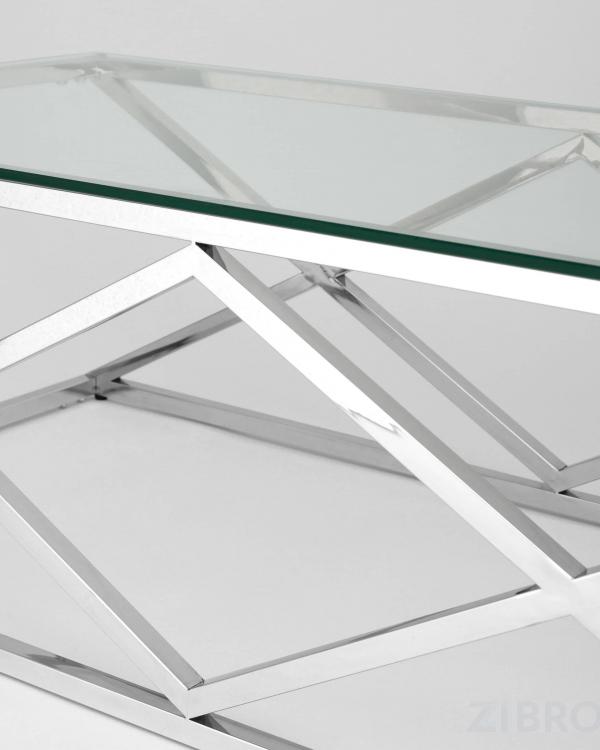 Стол журнальный 120*60 ИНСИГНИЯ серебро, каркас нержавеющая сталь