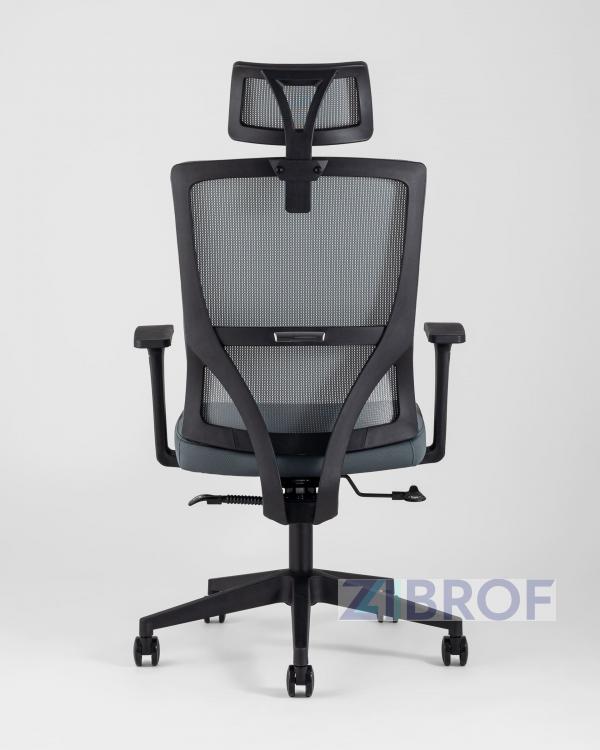 для руководителя TopChairs Local офисное серое обивка сетка ткань крестовина пластик