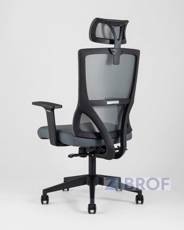 для руководителя TopChairs Local офисное серое обивка сетка ткань крестовина пластик