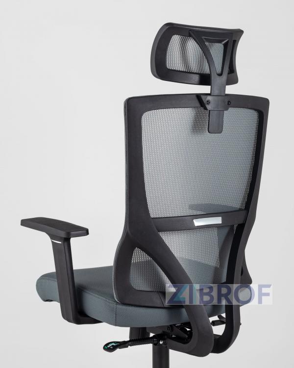 для руководителя TopChairs Local офисное серое обивка сетка ткань крестовина пластик