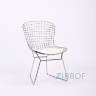 Bertoia хромированный металл с белой подушкой из экокожи