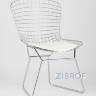 Bertoia хромированный металл с белой подушкой из экокожи
