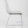Bertoia хромированный металл с белой подушкой из экокожи