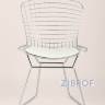 Bertoia хромированный металл с белой подушкой из экокожи