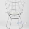 Bertoia хромированный металл с белой подушкой из экокожи