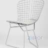 Bertoia хромированный металл с белой подушкой из экокожи