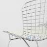 Bertoia хромированный металл с белой подушкой из экокожи