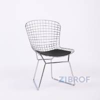 Bertoia хромированный металл с черной подушкой из экокожи