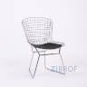 Bertoia хромированный металл с черной подушкой из экокожи