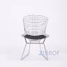 Bertoia хромированный металл с черной подушкой из экокожи