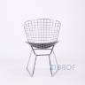 Bertoia хромированный металл с черной подушкой из экокожи