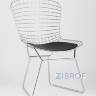 Bertoia хромированный металл с черной подушкой из экокожи