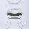 Bertoia хромированный металл с черной подушкой из экокожи