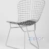 Bertoia хромированный металл с черной подушкой из экокожи