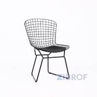 Bertoia металлический черный с черной подушкой из экокожи